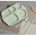 4-Pieces Wheat Straw Plastic Dinnerware Set